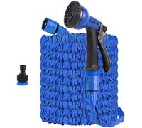 Yiting Expandable Garden Hose 25ft/50ft/100ft/125ft/150ft/200ft, 3 Times Flexible Expanding Magic Garden Water Hose Pipe with 8 Function Spray Nozzle and 3/4"&1/2" Hose Connect Fittings (Blue, 50FT)