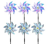 Yitla 6PCS Bird Scarers Windmills For Garden,Multicolour Reflective Bird Deterrent Windmill Pigeon Deterrent Windmills for Garden Windmills for Children (3Pcs Silver+ 3Pcs Transparent)