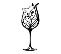 YITOBA Wine Wall Art for Kitchen and Bar Decor, Metal Wine Glass Sign for Dining Room, Modern Black Wall Decoration, Gift for Drinker and Entertaining Spaces (Black)