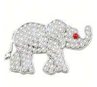 YiTongXin Pearl Elephant Brooch - Red & White Sorority Jewelry Soror Pin Gift