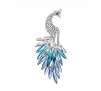 YiTongXin Rhinestone Peacock Brooch - Elegant Animal Brooch for Women, Dress Accessory & Birthday Gift for Mom Wife (BLUE)