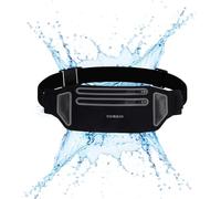 YITORMAN Ultra-Slim Waterproof Running Waist Pack with Dual Zipper Pouch Waist for Workout Jogging,Travel Money Belt Running Gear Accessories (Rose) (Black)