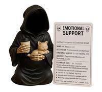 YIttings Emotional Support Halloween Gothic Figurine, 2025 Statue of The Halloween Holding Coffee, Resin Statue Holding Coffee, Ironic Gothic Black Robe Mysterious Statue Desktop Decoration (A)