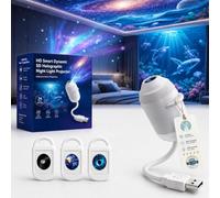 YIttings HD Smart Dynamic 5D Holographic Night Light Projector | 360 Mini Ocean Galaxy Dream Projector | Starry Sky Projection Night Light | Plug-and-Play Star Lamp for Celling (3 Projection Films)