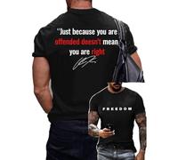 YIttings Men's Freedom Shirt - Freedom Tshirt - Charlie Kirk Shirt & Turning Point USA Round Neck Shirts (UK, Alpha, XXL, Black)