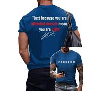 YIttings Men's Freedom Shirt - Freedom Tshirt - Charlie Kirk Shirt & Turning Point USA Round Neck Shirts (UK, Alpha, 3XL, Blue)