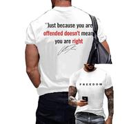 YIttings Men's Freedom Shirt - Freedom Tshirt - Charlie Kirk Shirt & Turning Point USA Round Neck Shirts (UK, Alpha, XL, White)