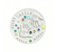YIttings Mother's Day DIY Handprint Gift Kit, Large DIY Stepping Stone Kit, Handprint Stepping Stone, Indoor Outdoor Family Keepsake Craft, Includes 1 Mod, 26 Letter Stamps & Colored Stones (12")