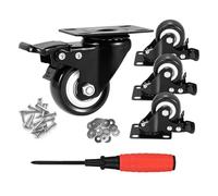 YIUBCZOQI 38mm Furniture Castors Heavy Duty Castor Wheels with Brakes, Double Bearing PU Trolley Wheels Rubber Swivel Castor, 4 Industrial Plate Casters Capacity 150KG