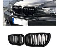 YIUBCZOQI E46 Kidney Black Radiator Grille Suitable for BMW 3 Series E46 4 Door 4D 2002-2005 LCI Facelift Grill Gloss Black Double Bridge Sport Radiator Grille 318i 320i 325i 330i