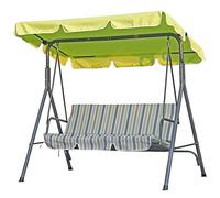 YIUHART 3 Seater Swing Chair with Adjustable Roof for Outdoor Garden Patio Balcony Poolside Park 169x110x152cm (Green)