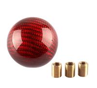YIUIY Round Ball Shift Knob 5 6 Speed Carbon Fiber Gear Shifter Knob for Manual Automatic Vehicles with Adapters M12x1.25 M8x1.25, M10x1.25, M10x1.5 (Red)