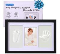 Yiukou Baby Handprint Footprint Makers Kit Keepsake Photo Framed Pictures for Newborn Baby Gifts, Personalized Baby Milestone Gift, Memory Picture Frames for Baby Registry, Nursery Decor-Black