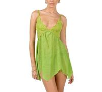 Yiulangde Womens Green Tinkerbell Fairy Costume Dress Sexy Cosplay Costume Dress Y2k Lace Spaghetti Strap Lingerie Mini Dress, Green, S