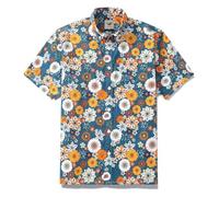 YIUME Men's Hawaiian Shirt 100 Cotton 60's Floral by Samantha O' Malley Short-Sleeve Aloha Summer Beach Button-Down Shirts L