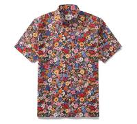 YIUME Men's Hawaiian Shirt 100 Cotton Among The Flowers Short-Sleeve Aloha Summer Beach Button-Down Shirts with Pocket L