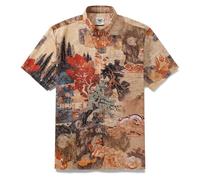 YIUME Men's Hawaiian Shirt 100 Cotton Cloudy Mountain Short-Sleeve Aloha Summer Beach Button-Down Shirts with Pocket 2XL