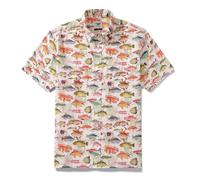 YIUME Men's Hawaiian Shirt 100 Cotton Marine Life Ocean Fish Short-Sleeve Aloha Summer Beach Button-Down Shirts with Pocket L