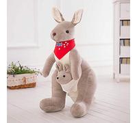 YIUNL Creative Mother and Son Kangaroo Plush Toy Cute Kangaroo Pillow Stuffed Animal Dolls Baby Appease Toy for Kids Gift 40cm Light Grey-B