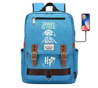 YIUNL Dobby is Free Printed School Bag for Teenagers, Harry Magic Backpack, Fashionable School Bag Girls for School or Travel Large Blue
