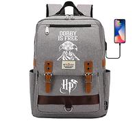 YIUNL Dobby is Free Printed School Bag for Teenagers, Harry Magic Backpack, Fashionable School Bag Girls for School or Travel Large Grey