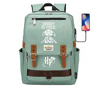 YIUNL Dobby is Free Printed School Bag for Teenagers, Harry Magic Backpack, Fashionable School Bag Girls for School or Travel Large Green