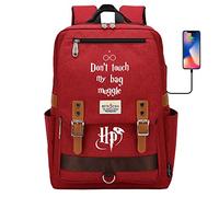 YIUNL Fashion Words Printed Don't touch my bag muggle Rucksack, Harry Magic Backpack, 7~15 Grade Student Pack Large Red