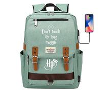 YIUNL Fashion Words Printed Don't touch my bag muggle Rucksack, Harry Magic Backpack, 7~15 Grade Student Pack Large Green