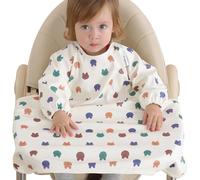 Yiupea Baby Bibs with Long Sleeves Specialized for Use in High Chair for 6 to 24 Months Toddlers, Waterproof Easy to Clean Baby Weaning Bib and Machine Washable, PU Soft Material&Elastic BLW-Yellow