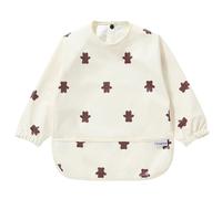 Yiupea Baby Weaning Bib Baby Mess Proof with Long Sleeves - Machine Washable & Waterproof Bibs 6-24 Months for Led Weaning, Coverall Bibs for Feeding-Light Yellow