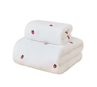 YIUPEDRFG 2pieces Super Absorbent And Skin-friendly Adult Cotton Bath Towel New Strawberry Embroidered Designer Towel Set, White set