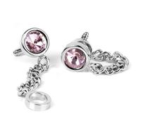 YIUPEDRFG Cufflinks Cuff Links Copper Rhinestone Unique Round Gift For Birthday Anniversary Wedding Silver Pink Color Experience Luxury Unique Gift For Birthday