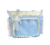 YIUPEDRFG Fashion Ribbon Itabag Spacious Nylon Tote Bag With Adjustable Shoulder Strap Lace Ruffle Nylon Pin Bag Transparent Dual Screen Y2k Sweet Shoulder Tote, blue