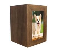 YIUPEDRFG Small Animals Ash Urns Funeral Supply Organizer Cremation Urn Pet Dog Memorials Personalized Keepsake Box To Honor Pets Commemorate Memorial Keepsake Box Photo Frame, Brown, 16x16x22cm