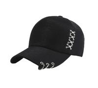 YIUPEDRFG Stay Stylish With Adjustable Ring Baseball Cap Any Occasion Official Cap With Rings Hat Ring Decor On Or Off Duty, Black
