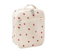 YIUPEDRFG Strawberry Lunch Bag for Picnic Parties Corduroy Handbag with Sealing Up Insulation Dining Box Bag is Made of Soft, Beige