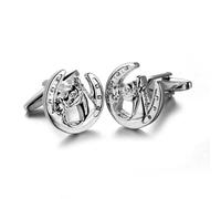 YIUPEDRFG Unique Mens Cufflinks Cuff Links Brass Innovative Horsehead Style Addition To Any Special Event Attire ColorSteel Silver Package Inludes SizeApporox18 X 18 Mm / 1 X