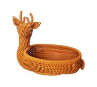 YIUPEDRFG Versatile Handmade Fruit Basket Holder Brown Serving Breads Snacks Pastries During Gatherings Smooth And Easy To Clean. Imitation Rattan Tabletop Food Serving Basket, Deer, 32x23x30cm