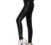 YIUPEDRFG Winter Rhinestones Leggings Sexy Fashion Shiny Crystal Pants Bottom Outwear Fleece Lining Warm Tights, White crystal 11
