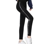 YIUPEDRFG Winter Rhinestones Leggings Sexy Fashion Shiny Crystal Pants Bottom Outwear Fleece Lining Warm Tights, White crystal 2