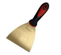 Yiustldd Brass Putty Knife, 1.5Mm Thick Paint Scraper with Rubber Handle, Drywall Knife Scraper Tool for Wood, Wallpaper Scraper,100mm