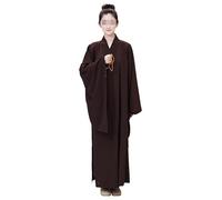 Yiustldd Buddhist Monk Robe, Shaolin Monk Kung Fu Suits Buddhist Zen Lay Robe Meditation Clothing,Brown,37