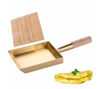 Yiustldd Copper Tamagoyaki Pan, Japanese Omelette Pan Nonstick Frying Pan with Wooden Lid & Handle for Enjoy Very Fluffy And Mellow Rolled Eggs,20x15cm