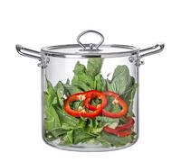 Yiustldd Glass Saucepan with Lid Handle, Clear Glass Cooking Pot Heat Resistant, Glass Saucepan Stockpot for Home Kitchen Restaurant,5.5L
