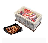 Yiustldd Japanese Ceramic Hibachi Table BBQ Grill, Yakitori Charcoal Portable Barbecue Stove with Wire Mesh Grill and Base for Outdoor Camping