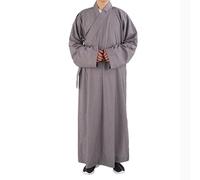 Yiustldd Shaolin Monk Kung Fu Buddhist Robe, Buddhist Monk Robe Meditation Dress Long Gown Zen Buddhist Robe Monk Clothing for Adults,Grey,43