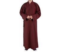 Yiustldd Shaolin Monk Kung Fu Buddhist Robe, Buddhist Monk Robe Meditation Dress Long Gown Zen Buddhist Robe Monk Clothing for Adults,Red,45