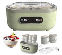 Yiustldd Small Multifunctional Yoghurt Maker, Household Automatic Small Homemade Mini Rice Wine Machine, with 2 Large and 6 Small Cups, LCD Smart Touch Screen, for DIY Homemade Fresh Healthy Desserts