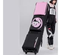 Yiustldd Snowboard Bag with Wheels for Air Travel, Rolling Double Ski Bag Fits Single Or 2 Sets of Skis - Full Padded Waterproof Large Capacity,Pink,150x36cm
