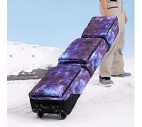Yiustldd Waterproof Ski Bag with Wheels for Air Travel, Double Rolling Snowboard Bag with 3 Padded Outside Compartment - Single Ski Or 2 Sets Skis,C,150x36cm